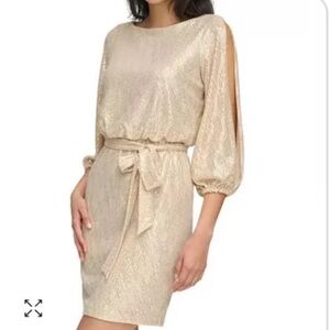 Jessica Howard Gold Long Sleeve Dress